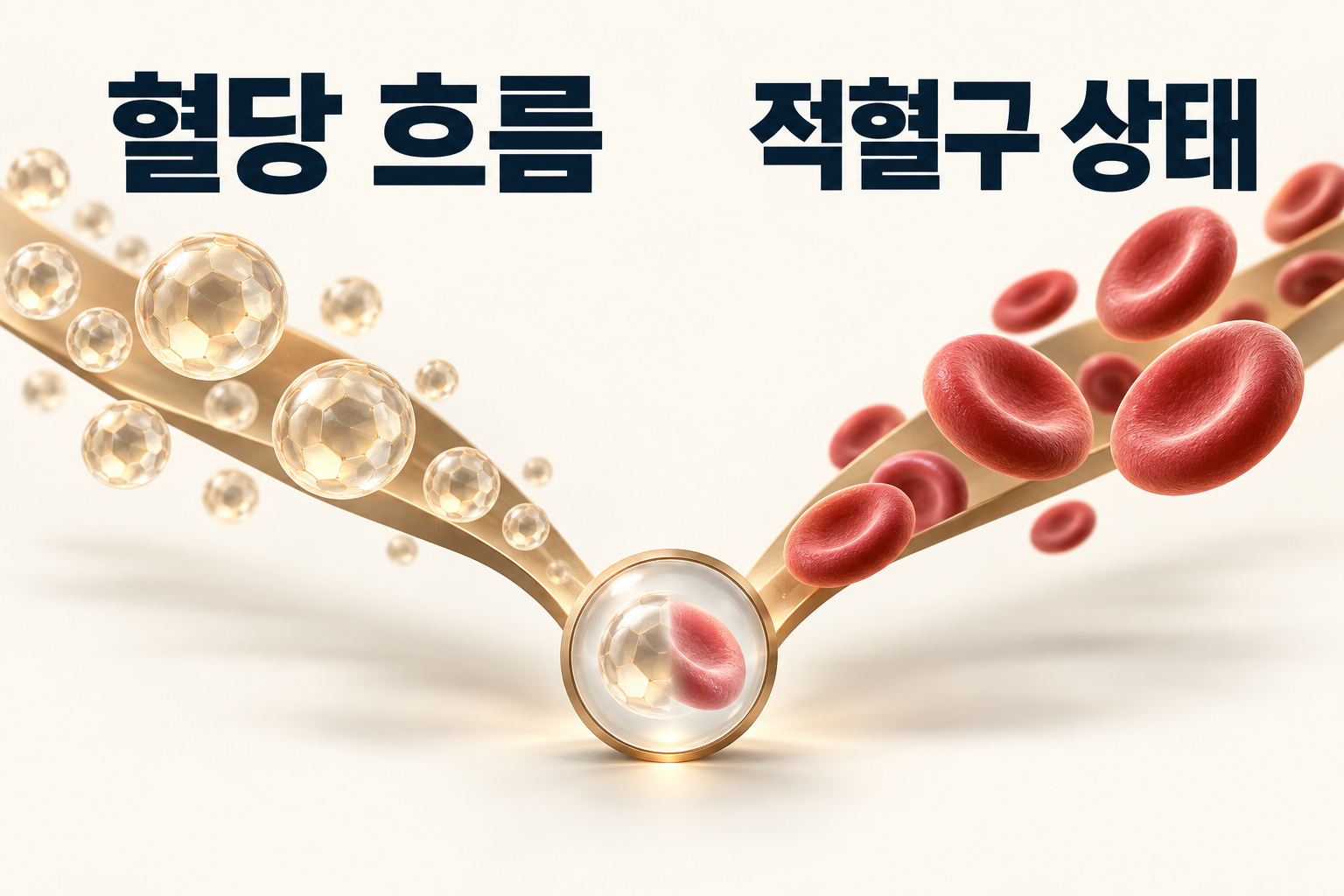 혈당 흐름과 적혈구 상태를 함께 고려하는 당화혈색소 해석 개념도