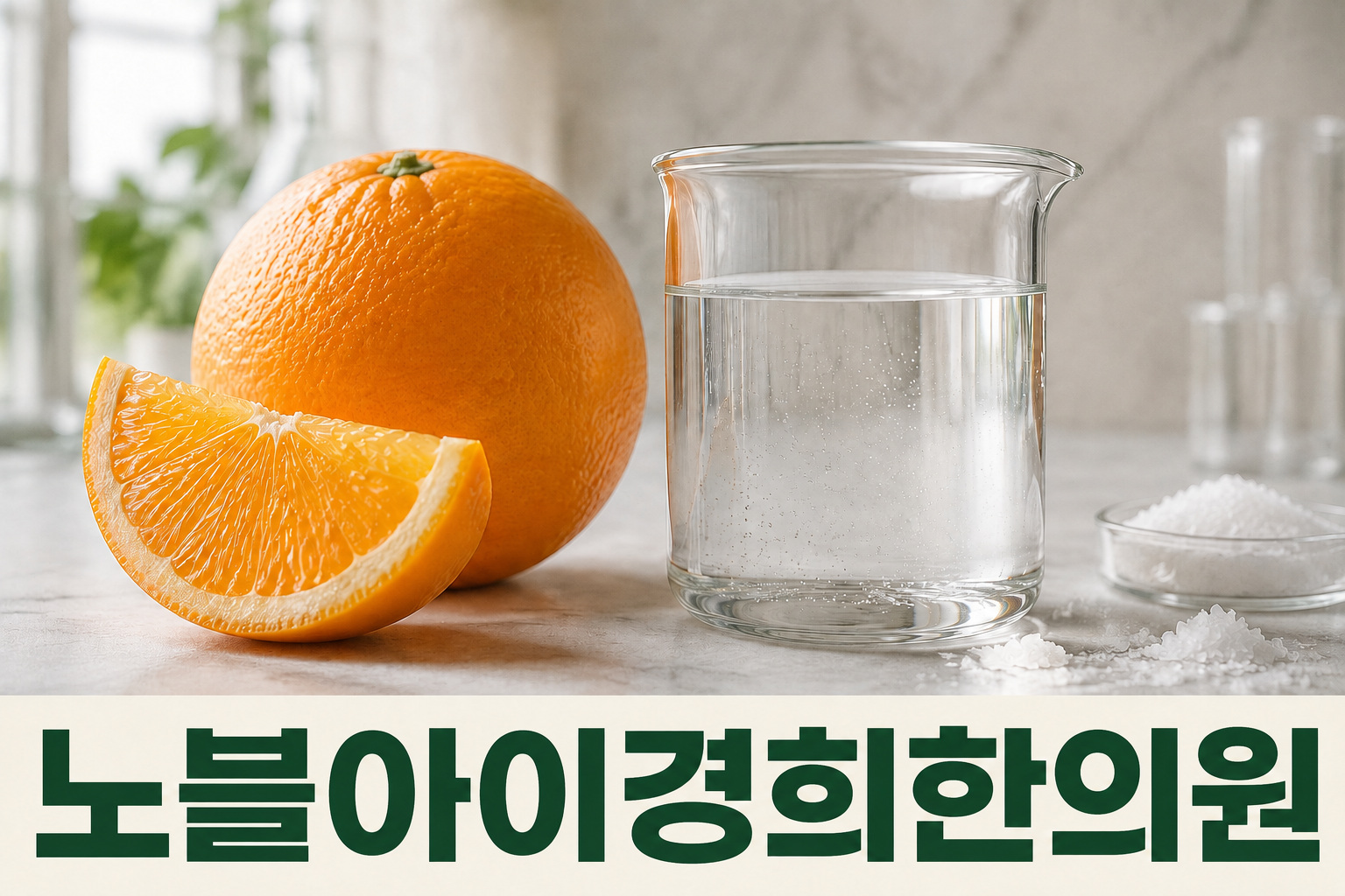 과일과 투명한 당 용액의 형태를 보여주는 과학 편집 사진