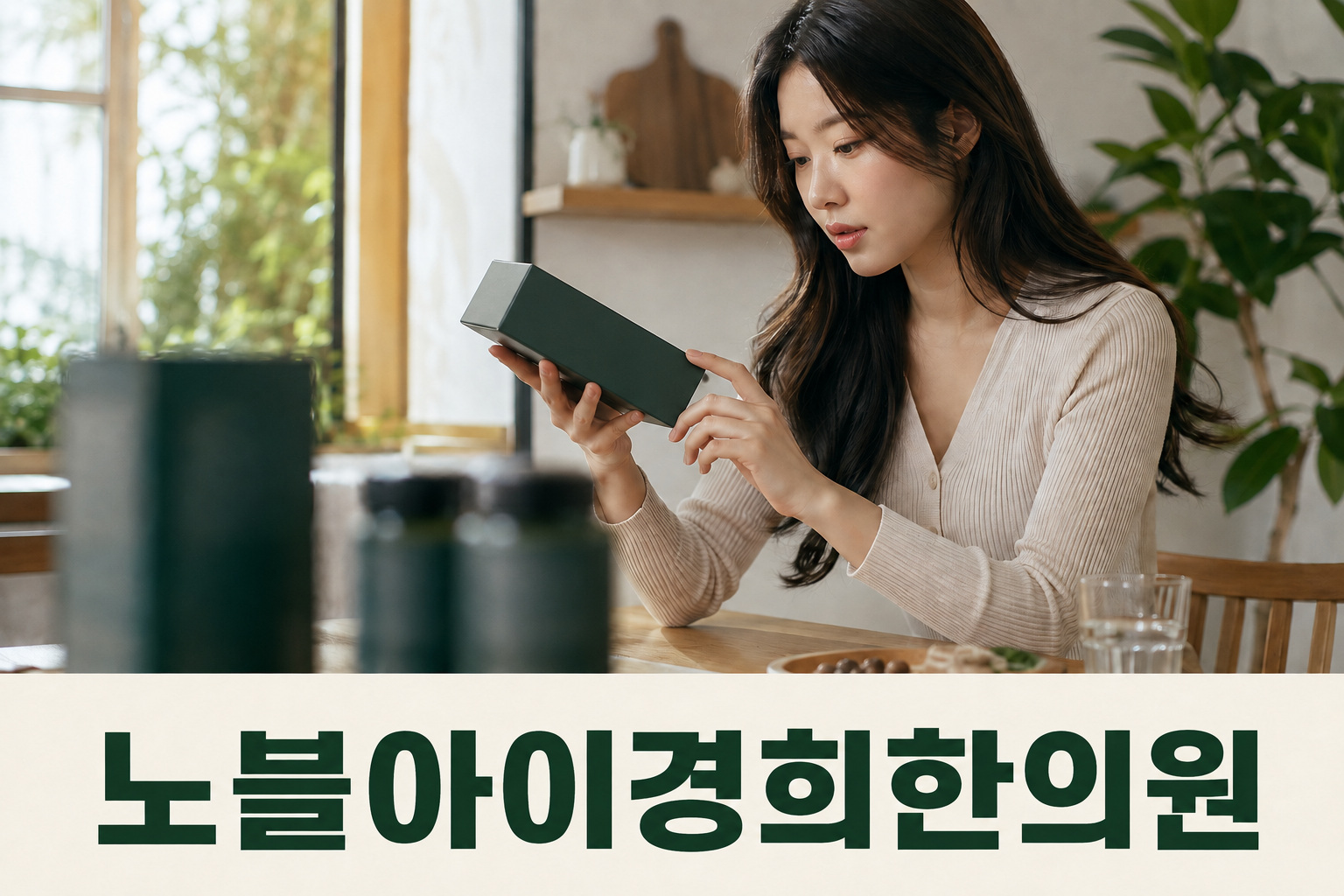 글자 없는 제품 상자를 손에 들고 살펴보는 성인